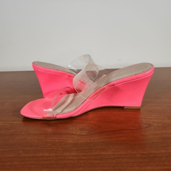 CHINESE LAUNDRY TANN Pink Designer Strappy Wedge Sandals Size 6.5 *FLAWS* - Picture 6 of 16